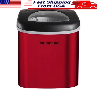 Encimera portátil 26 libras máquina de hielo roja de acero inoxidable máquina de hielo iluminación LED Foto 1 de 4