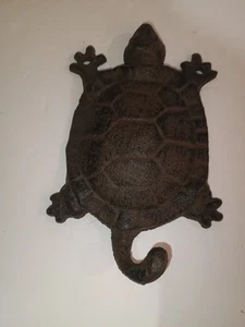 Schildkröte Wandhaken Gusseisen Handtuch Schlüssel Kleiderbügel Maritim Strand Vintage Deko - Bild 1 von 4