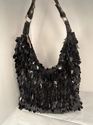 Bolso de Hombro Negro Lentejuelas y Cuentas, Y2K Revival, 200s Glam Foto 1 de 3