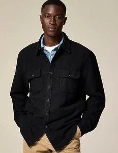 J Crew Heavyweight Chamois Workshirt Men's Sz M Black  Flannel Chin Strap Jacket - Picture 1 of 10