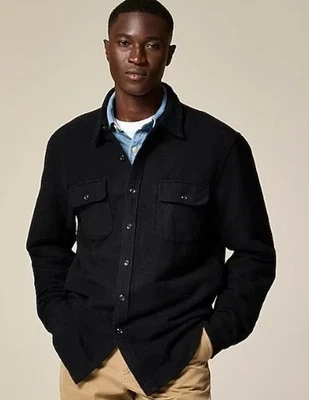 J Crew Heavyweight Chamois Workshirt Men's Sz M Black  Flannel Chin Strap Jacket - Image 1 of 4