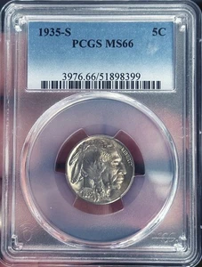š 1935-S Buffalo Nickel ā PCGS MS66 ā Strong Strike, Luster, Premium Eye Appeal - Picture 1 of 2