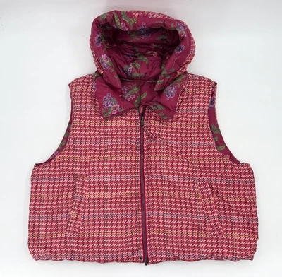 Chaleco Sundance Mujer 2XL Rosa Floral Reversible Acolchado Puffer Capucha Cremallera Foto 1 de 4