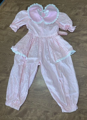 Lindo mameluco paracaídas de una pieza de colección para niñas 4T rosa/blanco años 90 Foto 1 de 4