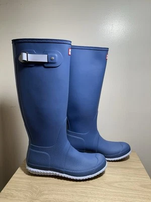 Hunter Original tall waterproof rain boots matte blue yellow NWOB size 10 - Image 1 of 4