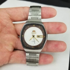 Vintage Orient Automatic 21 Jewel Herrenuhr 70er Jahre Edelstahl Day Date FUNKTIONIERT - Bild 1 von 8