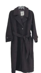 ABERCROMBIE & FITCH BROWN DOUBLE BREASTED WOOL BLEND LONG COAT WOMENS SZ MP NWOT - Picture 1 of 14