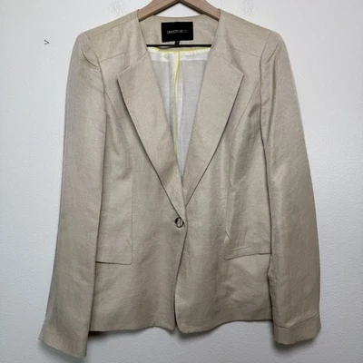Lafayette 148 New York Women Linen Blazer Jacket 10 Tan Luxury Old Money Office - Image 1 of 4