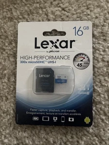 New Lexar High Performance 300x microSDHC UHS-I 16GB w/Adapter - Picture 1 of 1