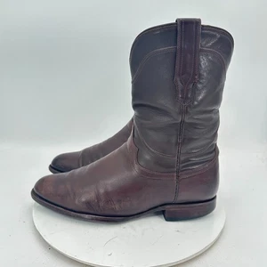 Tecovas Herren Größe 11,5 EE Dunkelbraun Leder Zum Überziehen Cowboy Western Stiefel - Bild 1 von 16