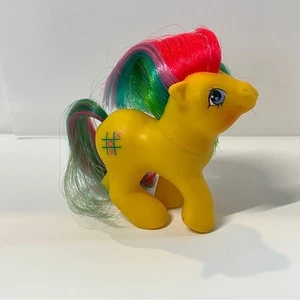 Vintage My Little Pony MLP G1 1987 Baby Tic Tac Toe Yellow Rainbow Hair 80s Toy - Picture 1 of 12