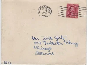 TurtlesTradingPost- New York - Cooperstown, NY 1930 Cancel On Cover - Picture 1 of 2