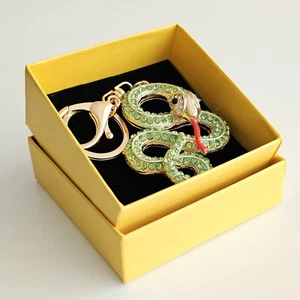 Creative Cute Green Snake Keychain with Rhinestones Fantastic Keyring - Picture 1 of 4