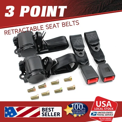2Sets 3 point Retractable Seat Belt Lap Belt FOR 1998-2019 Ford F-150 250 350 - Изображение 1 из 4