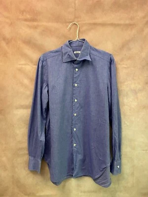 Kiton Napoli Shirt Very Rare 750$RRP  Size L Blue - Image 1 of 4