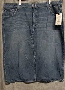 NEW size 20W Terra & Sky Denim Midi Skirt blue - Picture 1 of 6