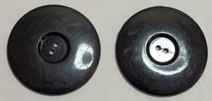 VINTAGE ~ Large Black Plasic Round Buttons - Lot/2 - 1¾" Diameter - Picture 1 of 6