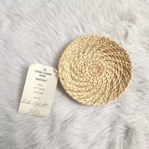 Tohono O'Odham Indian Hand-Woven Small Coil Bear Grass Tray Basket - Picture 1 of 6