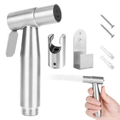 Douchette Toilette WC Douchette WC Douchette WC Inox avec Crochet Kit de Pulv... - Photo 1/4