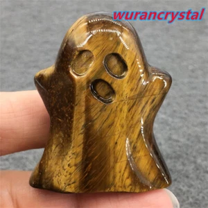 1 pieza Natural Ojo de Tigre Jaspe Fantasma Calavera Cuarzo Cristal Calavera Reiki Curación - Imagen 1 de 9