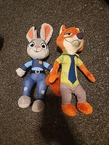 2 Talking Plush Lot Disney Zootopia Fox Nick Wilde & Bunny Judy Hopps 14" tall - Picture 1 of 4