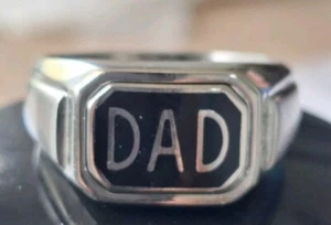 Men’s DAD Flip Ring With Diamond Like Accents Stainless Steel Size 12 - Picture 1 of 10