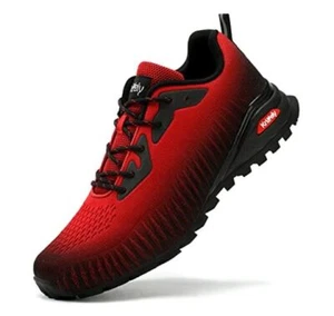 Men's Fashion Sneakers Lightweight Breathable Walking Shoes Tennis 12 Black/Red - Picture 1 of 7