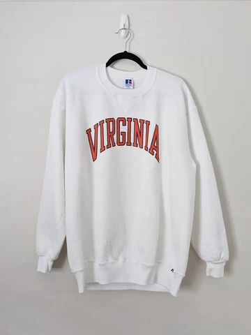 Vintage Virginia Cavaliers Russel White Crewneck Sweatshirt USA Made Mens XXL Cover
