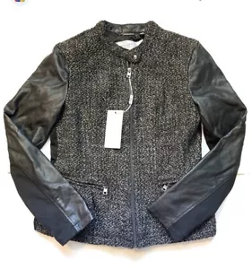 Marc New York Damen Gr:M Kunstleder/Wolle Jacke Blazer Schwarz Moto - Bild 1 von 9