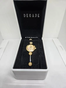Decade Ladies' Two Tone Petite MOP Dial Bracelet Watch, Crystals, 21mm. New batt - Picture 1 of 6