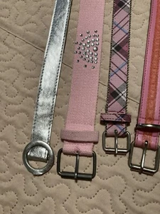 Four 4 Girls Belts Silver Pink Pink Plaid Pink And Orange Pink Stain Gone - Picture 1 of 5