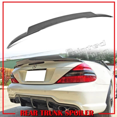 2D Convertible Fit For Mercedes BENZ SL R230 V Type Trunk Spoiler Carbon 03-11 - Image 1 of 4