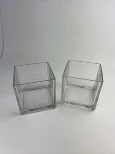 Vaso cubo quadrato pesante vetro trasparente 5x5x5 centrotavola matrimonio - Foto 1 di 6
