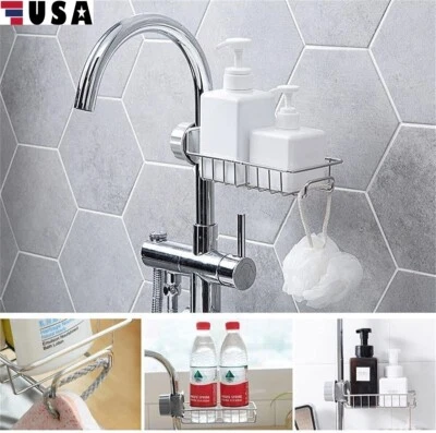 Kitchen Sink Faucet Sponge Soap Storage Organizer Drain Rack Holder Shelf USA - Image 1 of 4