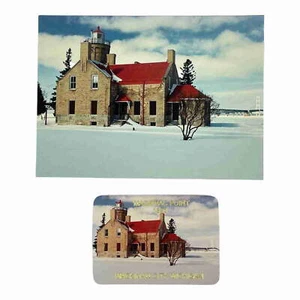 c.1990 Mackinac Point Lighthouse Mackinaw City Michigan Penrose Photo and Magnet - Picture 1 of 6