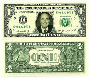 Jacques Chirac Real US Dollar Bill! Collection President France Politics RPR - Picture 1 of 1