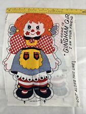 Vintage Gingham Girl Fabric Panel 1960s Stitch And Stuff Toy Pillow Rag Doll