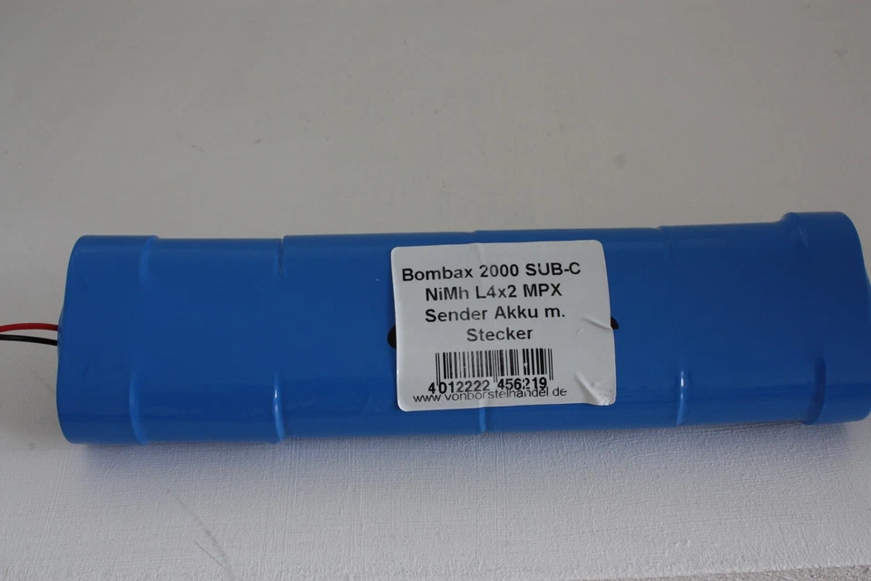 Bombax 9,6V/2000mAh SubC NiMh L4x2 4er Racing MPX Sender m. Stecker - Bild 1 von 1
