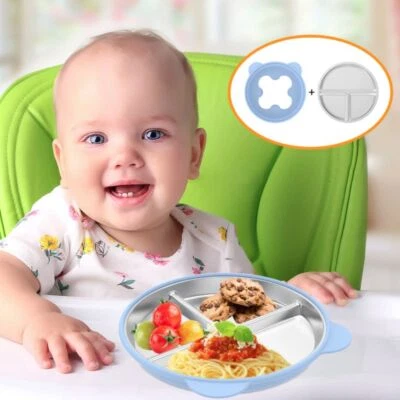 304 Stainless Steel Suction Cup Dining Plate Kids Feeding Plate Kindergarten - image 1 of 4
