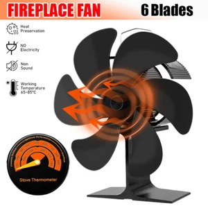 6 Blades Fireplace Fan Stove Fan Heat Cocoon Self-Powered Wood Burner Eco Heater - Picture 1 of 20