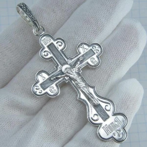 925 Sterling Silber Trefoil Kreuz Anhänger Jesus Christus Kruzifix Gebet filigran - Bild 1 von 13