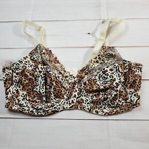 1st and Curve Bra 36DD Womens Leopard Print Unlined Multicolor Underwire