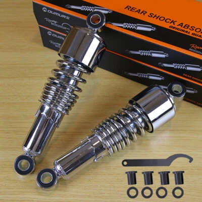 2x Chrome 10.5" Rear Shock Absorber For Harley Sportster Dyna Touring Road King  - Image 1 of 4