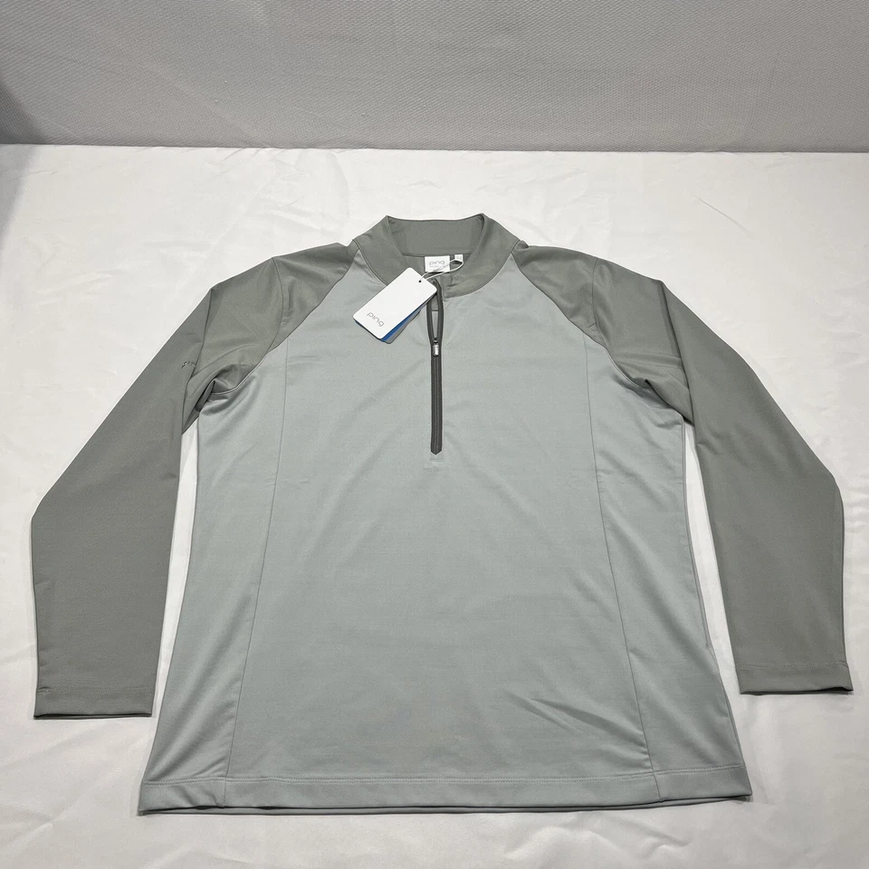 NUEVO CON ETIQUETAS PING Sensor Cool 1/4 Cremallera Gris Ropa Activa Golf Pullover Camisa Para Mujer Talla 10” Foto 1 de 4