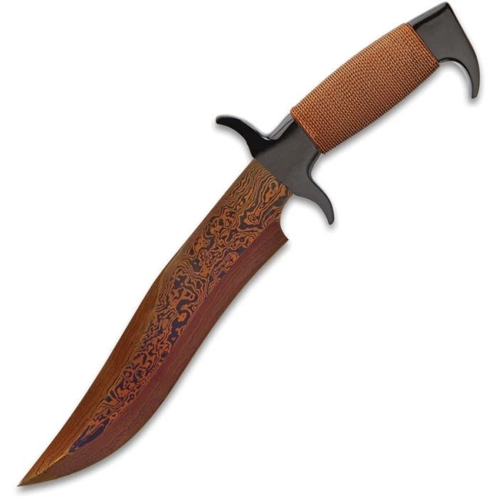 Hibben Highlander Fixed Knife 8.75" HellFyre Damascus Steel Blade Copper-Wrapped - Image 1 of 1