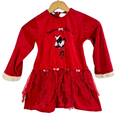 Vestido Bailarina Minnie Mouse 5T World of Disney Rojo Fiesta Navidad Vintage Foto 1 de 4