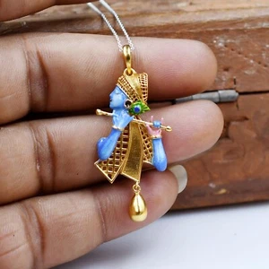 Krishna Pendant Beautiful Enamel Pendant Inspired by Lord Krishna Enamel Jewelry - Picture 1 of 5