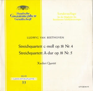 BEETHOVEN SQs Op.18\4 & 5 KOECKERT QUARTET DGG 71120 Mono GY3 1956 Recording - Picture 1 of 3