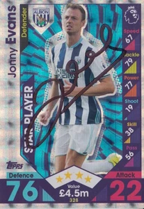 JONNY EVANS HAND SIGNED WEST BROM MATCH ATTAX CARD 16/17. - Picture 1 of 1