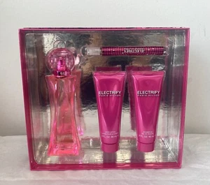 ELECTRIFY by Paris Hilton |Women's 4 Pc Gift Set: 3.4+0.34 Oz EDP+3 Oz B.Lot+S.G - Picture 1 of 3